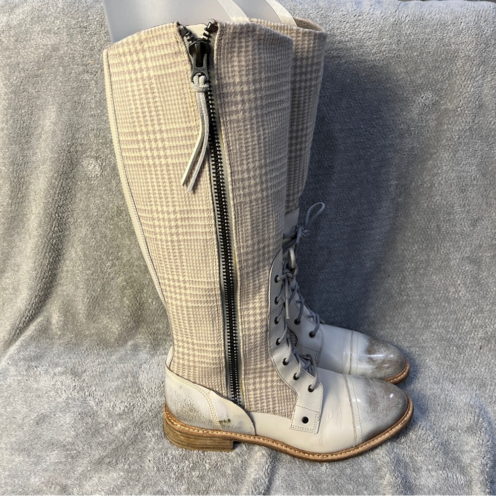 Woolrich Roadhouse Tall Boots Cream Gray Conductor Combat Boots Size 9.5 RARE - Picture 2 of 8